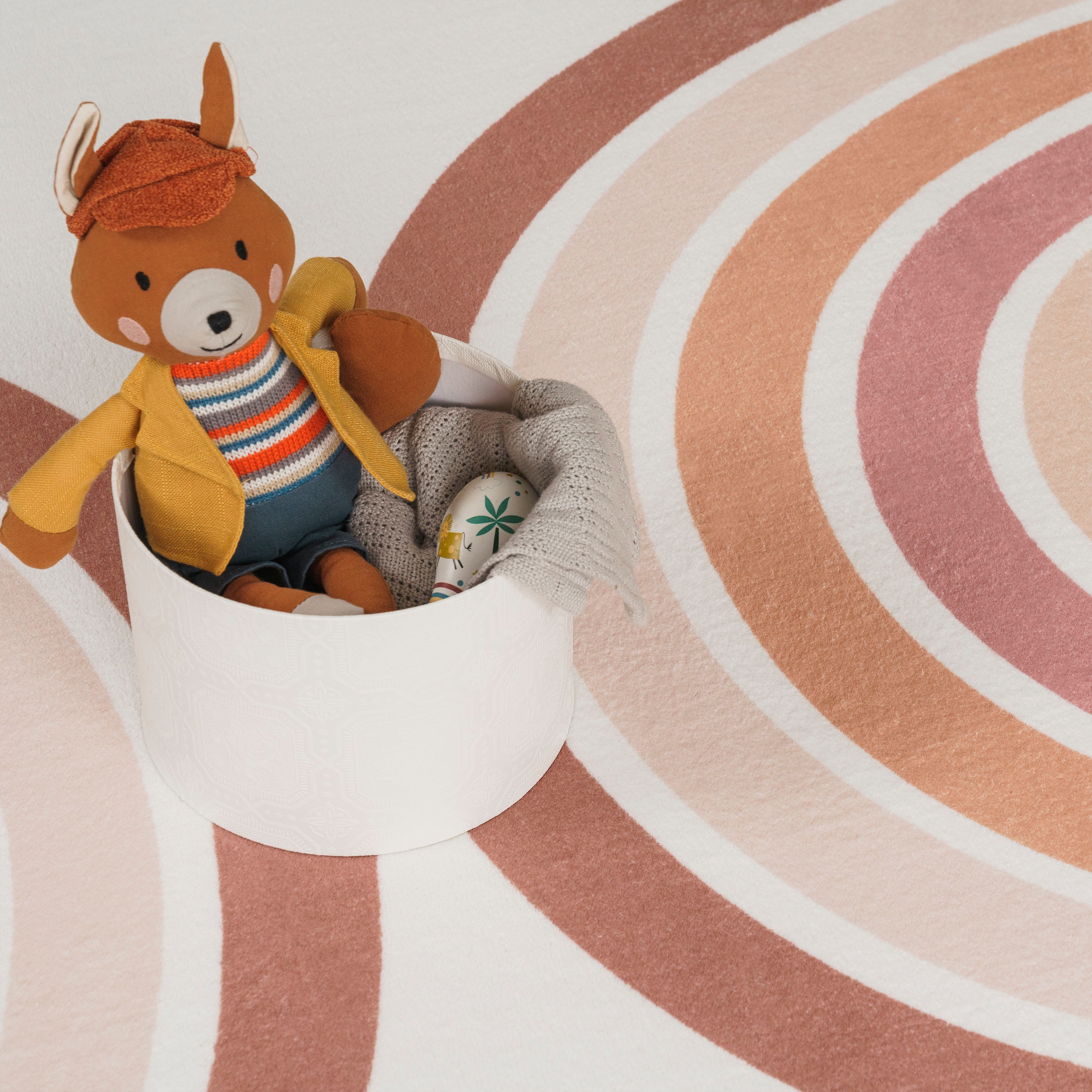 Paco Home Kinderteppich »Niloya 361« rund 12 mm Höhe Spielteppich, Kurzflor, bedruckt, Motiv Regenbogen, waschbar