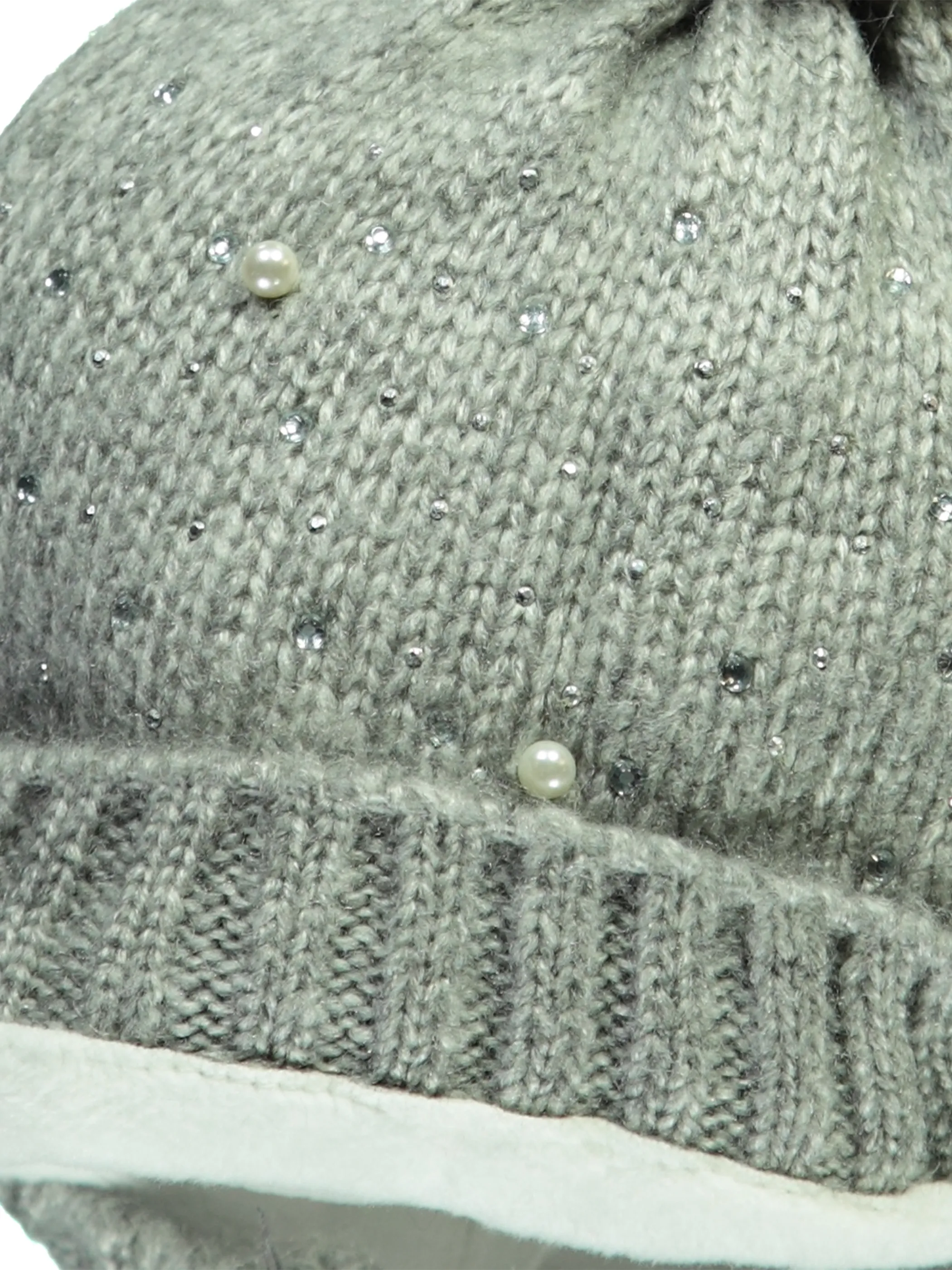 Mädchen Mütze mit Strass- und Perlenbesatz