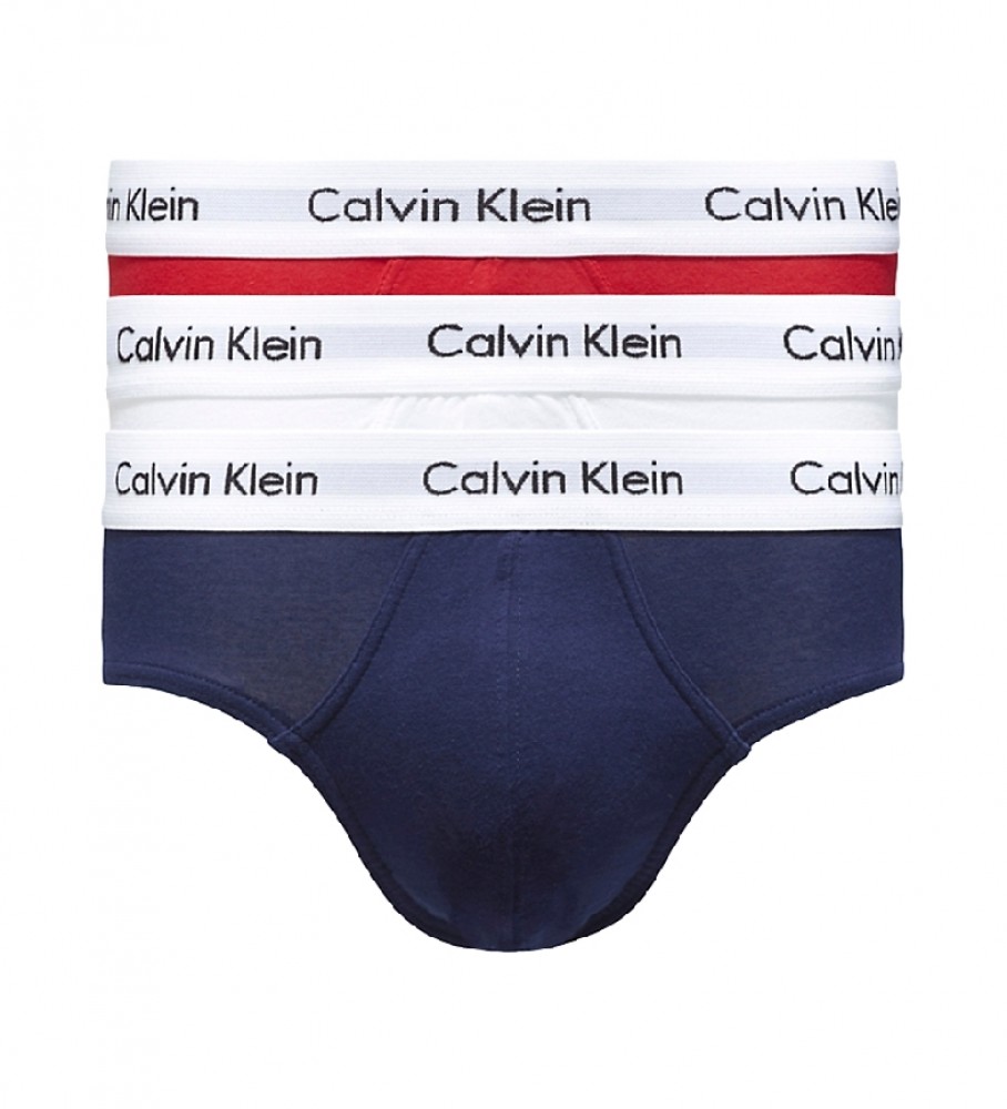 Calvin Klein Pack de 3 Slips Cotton Strech vermelho, branco, marinho