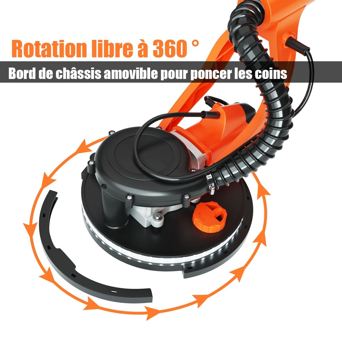 Ponceuse à Plâtre Murale 750W Ø 225mm Aluminium 6 Vitesses Variables Lumières LED Manche Télescopique 12 Disques Abrasifs - Lidl-Manfred