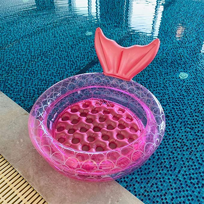 (Ø150cm) Aufblasbares Planschbecken Meerjungfrauen Kinder Pool - Pink