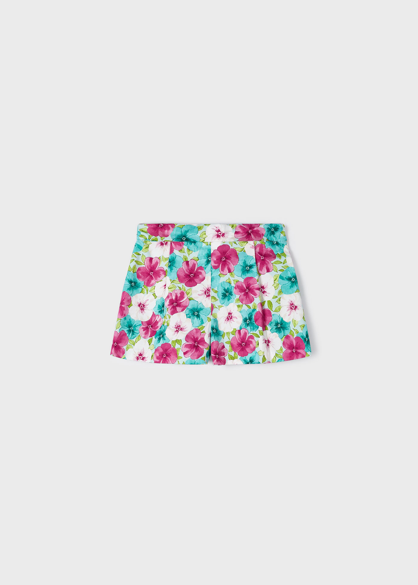 Shorts de cetim estampado fúcsia para meninas