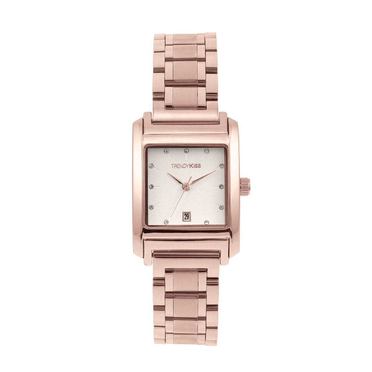 Montre analogique rectangulaire bracelet métal index strass MARGOT