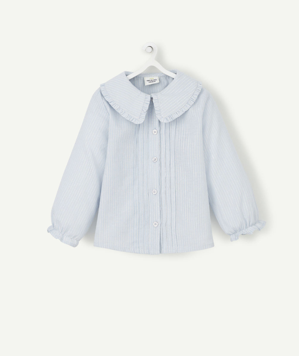 BLOUSE BÉBÉ FILLE AVEC COL CLAUDINE ET LISERÉS PAILLETÉS