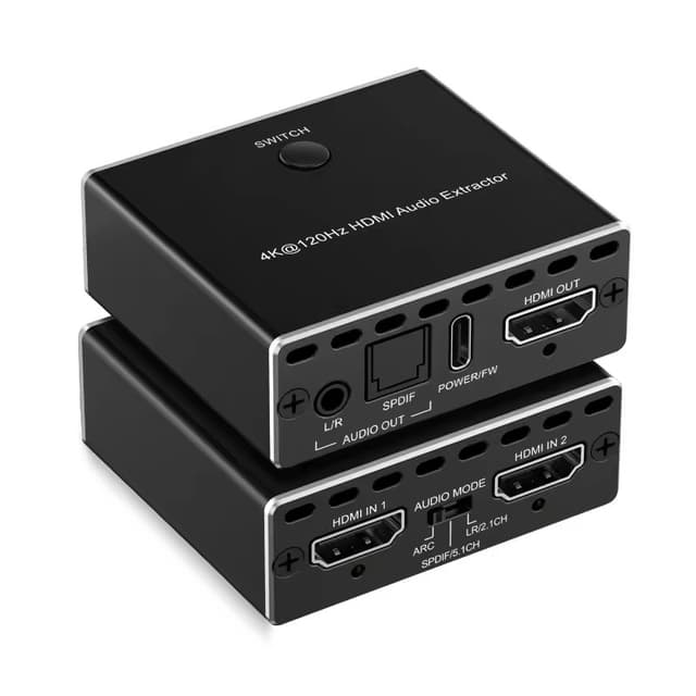 NÖRDIC HDMI 2.1 switch og extractor 8K60Hz 4K120Hz ARC EDID, S/PDIF og AUX extractor