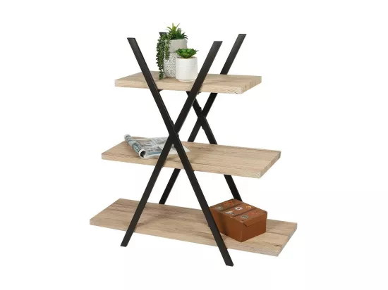 Étagère pyramide 3 niveaux DARYL – Style industriel – Chêne et noir