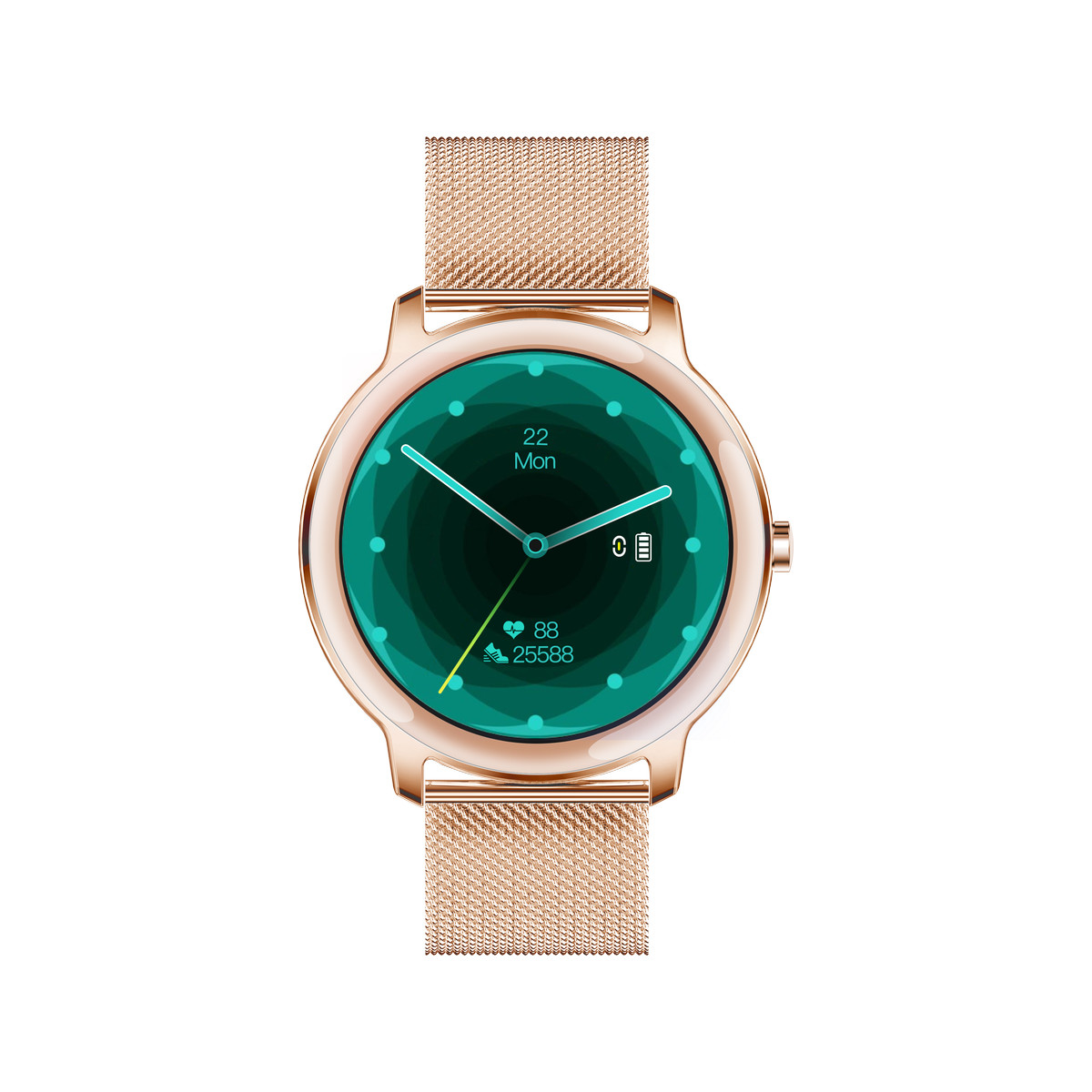 Montre SMARTY 2.0 elegance mixte connecté métal  bracelet acier doré rose maille milanaise