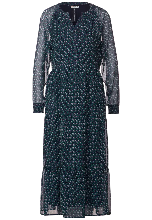 Chiffon Kleid mit Volants - gentle green