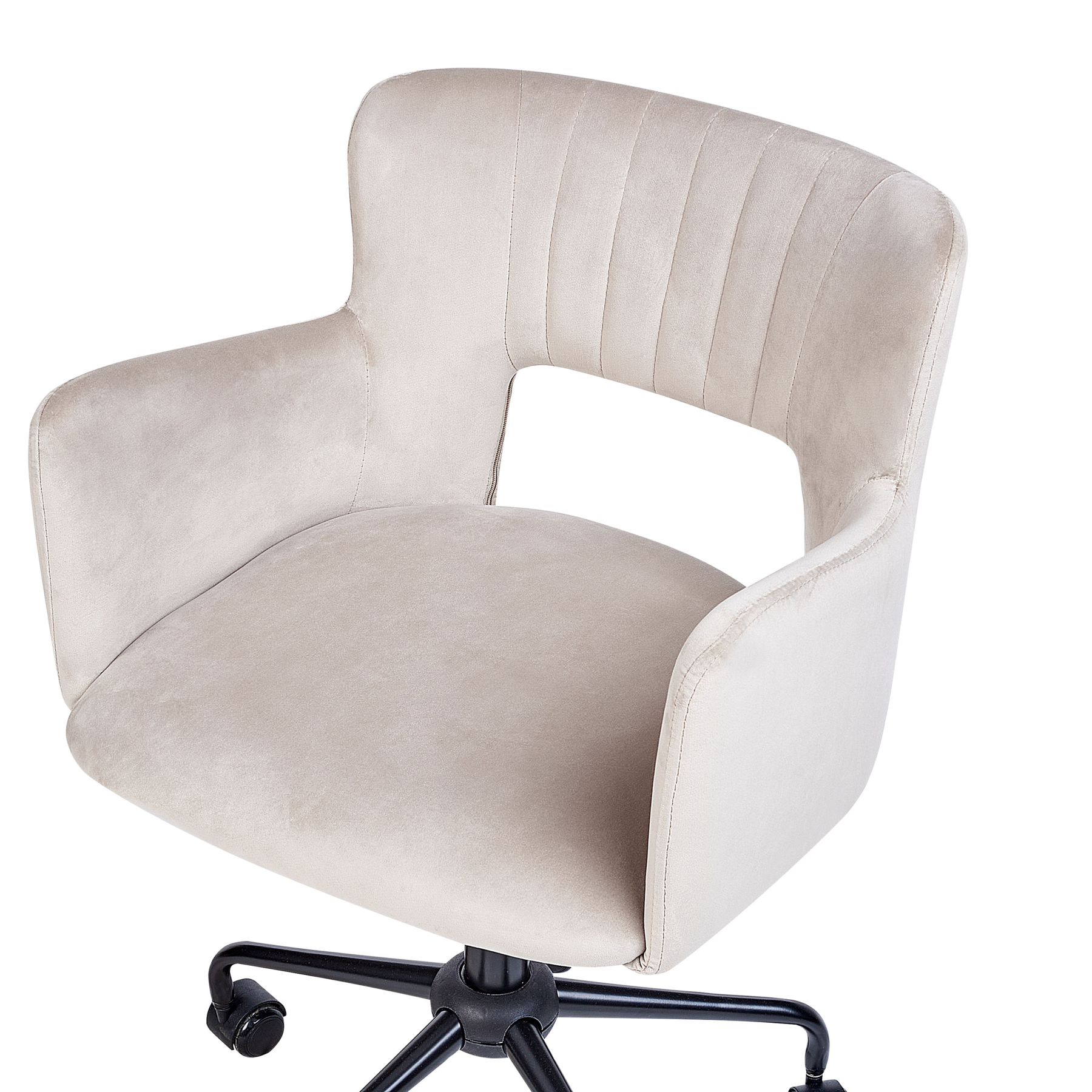 Beliani - SANILAC - Bureaustoel - Taupe - Fluweel