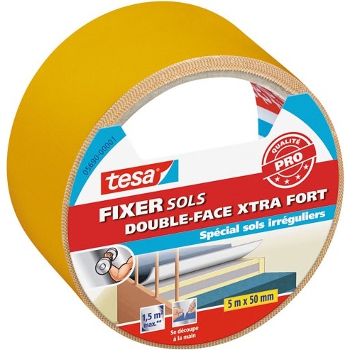 Ruban adhésif double face X-tra fort spécial Sols irréguliers Tesa 50 mm x 5 m