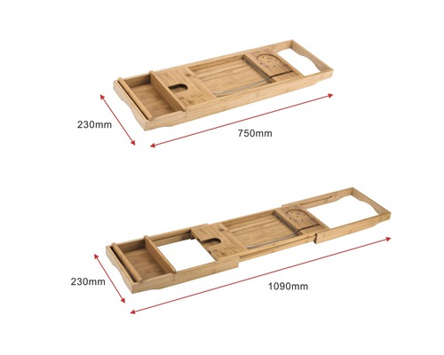 REIKA Bamboe Badbakblad, Verstelbaar van 74,5 - 108,5 cm