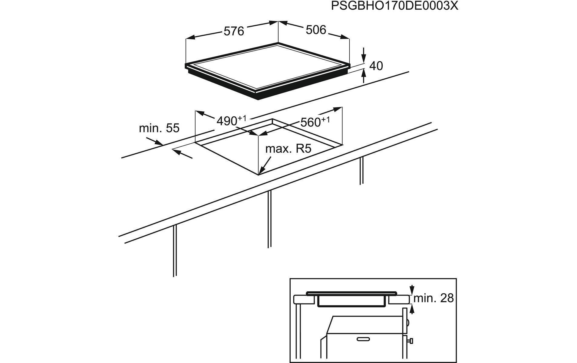 Glaskeramik-Kochfeld GK58CCN Aufliegend<br>Glaskeramik-Kochfeld mit 4 Herdplatten