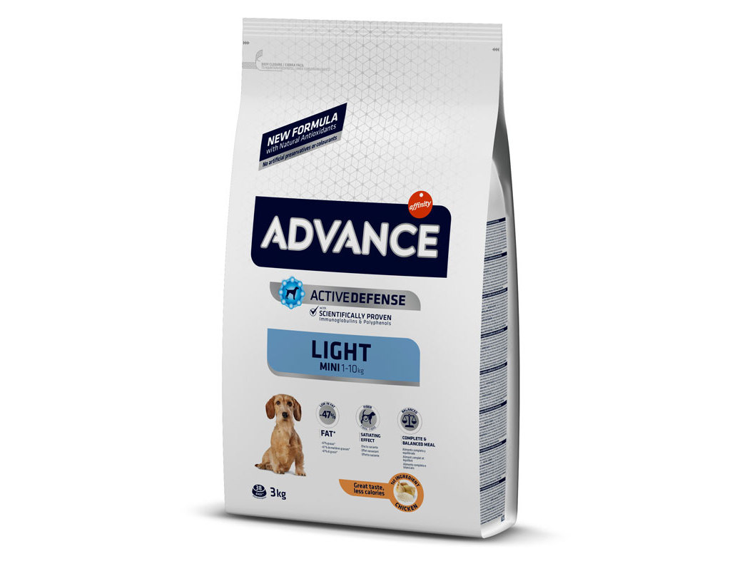 RAÇÃO CÃO ADVANCE MINI LIGHT FRANGO 3KG