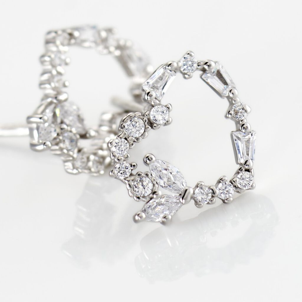 Boucles D'oreilles Puces Argent Blanc Valerijs Oxydes De Zirconium