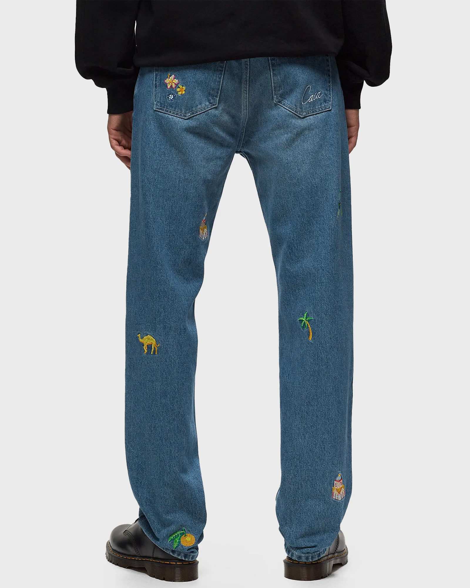 Casablanca STONE WASH DENIM EMBROIDERED MOTIF JEAN