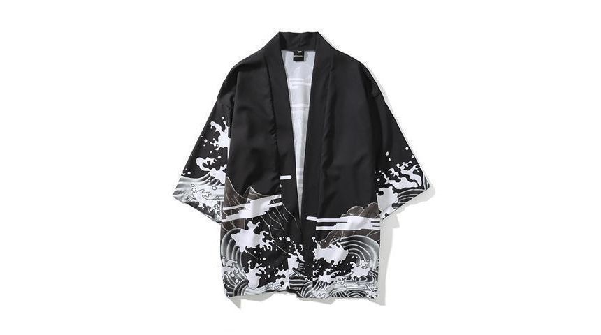 Blueforce - Kimonojas met patroon en elleboogmouwen