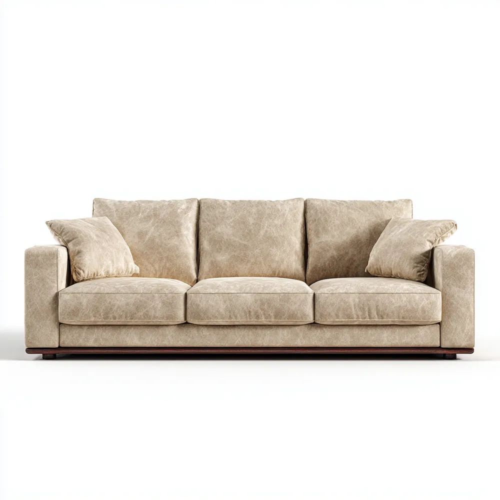 3-Sitzer-Sofa – Leder 220x95x85 cm – Beige – Modernes Design