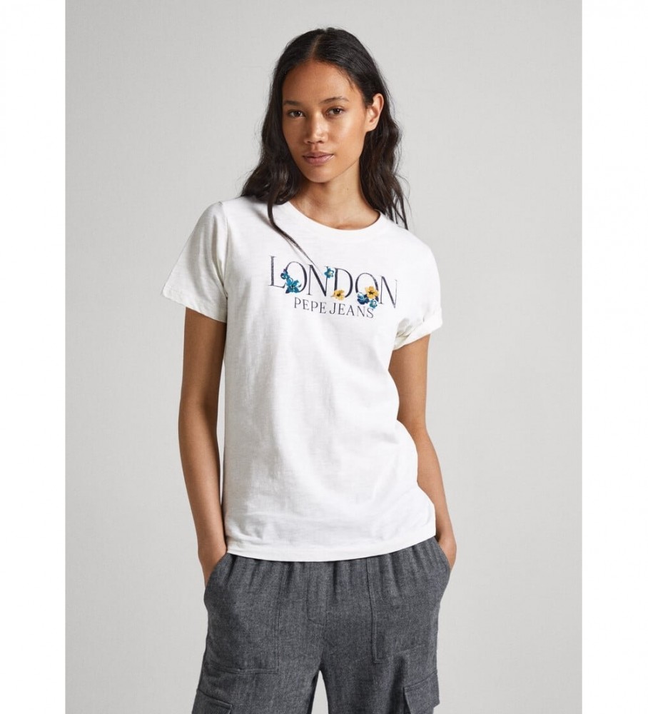 Camiseta de veludo Pepe Jeans, branca