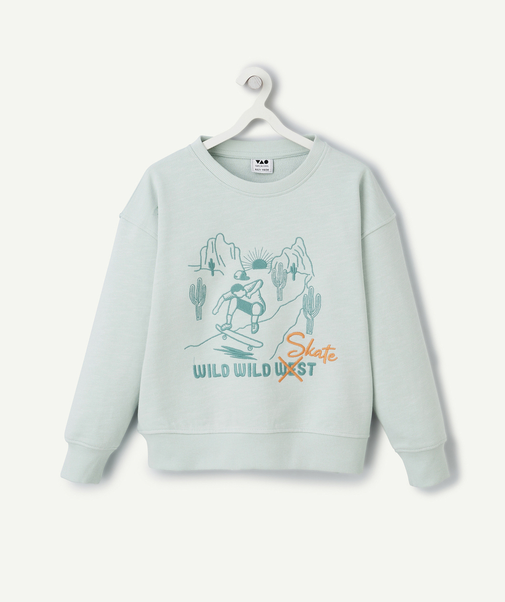 sweat manches longues garçon en coton bio vert thème skate