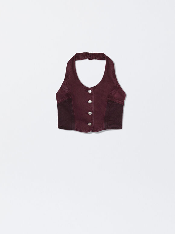 Top jeans color block - Violeta