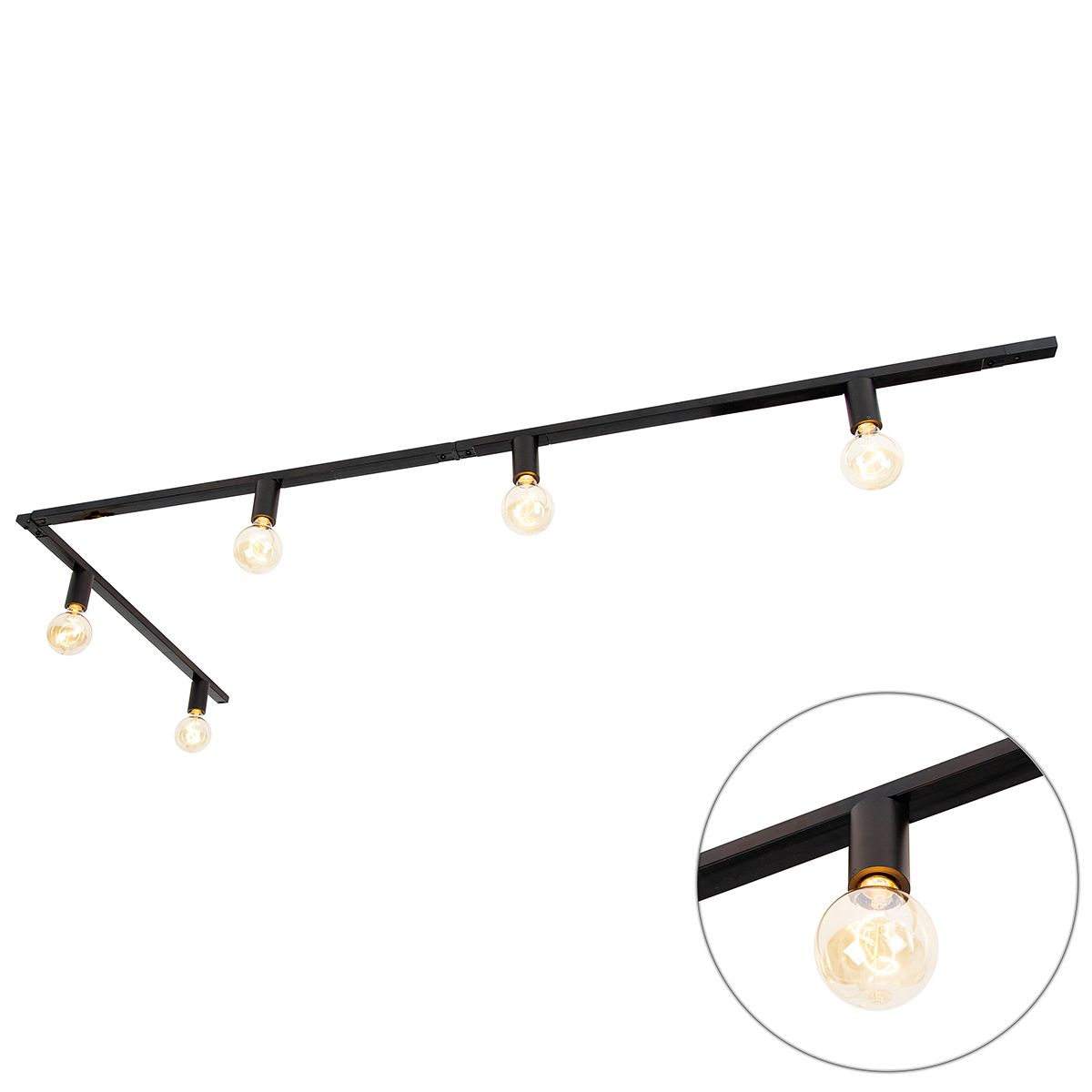 Moderne 1-fase railsysteem 5-lichts incl. E27 fitting zwart - Jeana