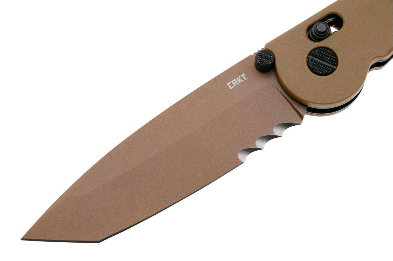 CRKT M16 Crossbar Lock Tanto Veff Serrations M16-14XD Desert Tan EDP D2, Desert Tan GRN, zakmes, Kit Carson design