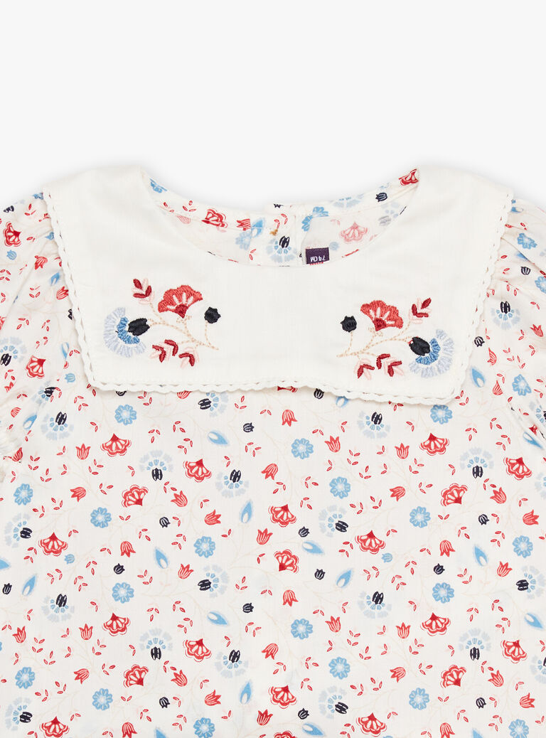 Blouse écru fleuri