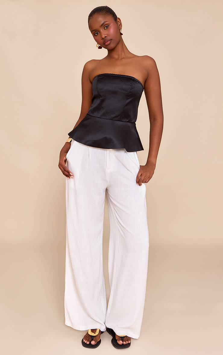 Noir Corset Péplum En Satin