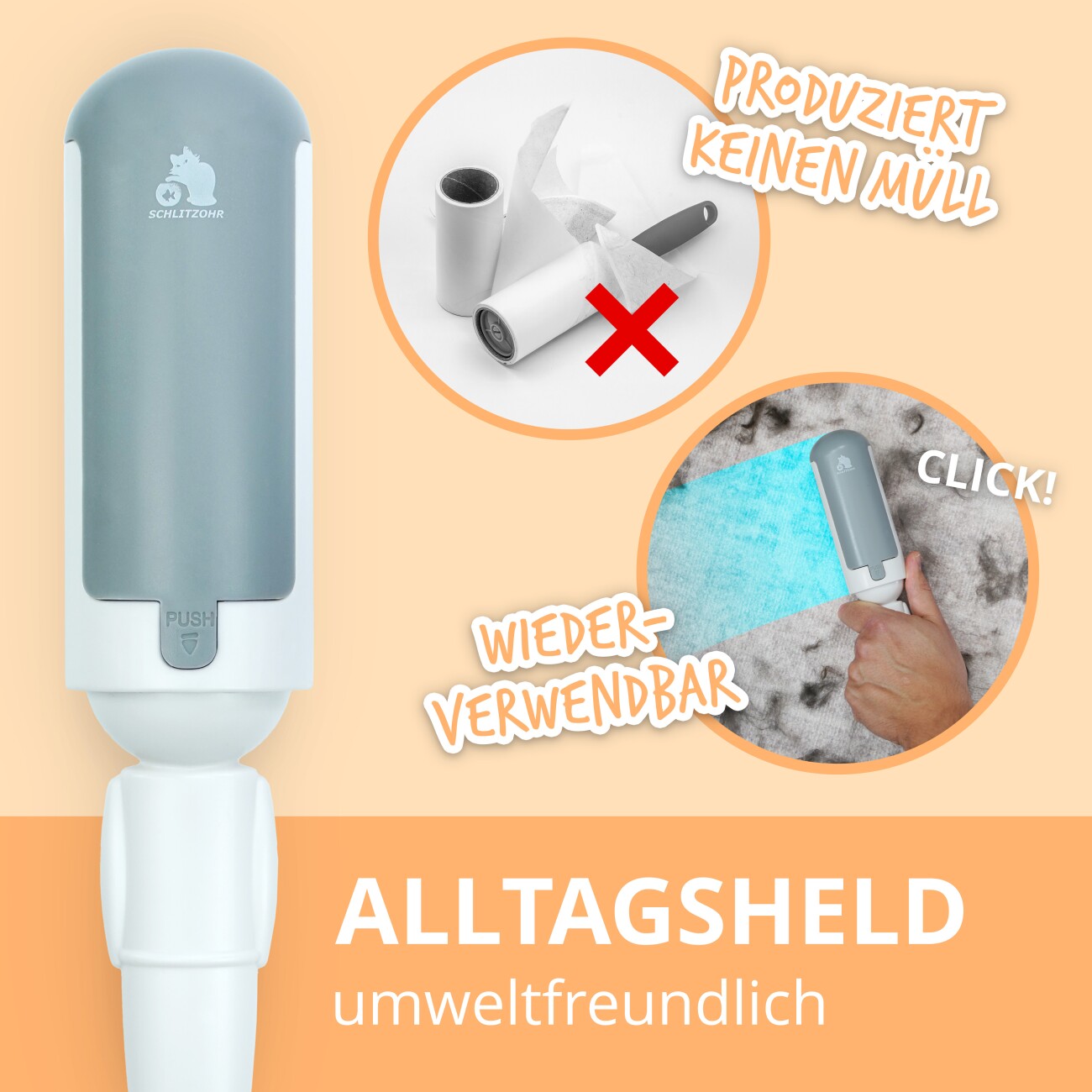 Schlitzohr Fusselrolle Hairbert Fusselbürste Tierhaarentferner