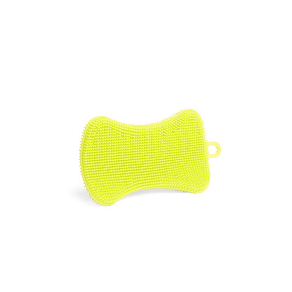 Lot de 2 éponges silicone jaune et bleu 13x11,5cm