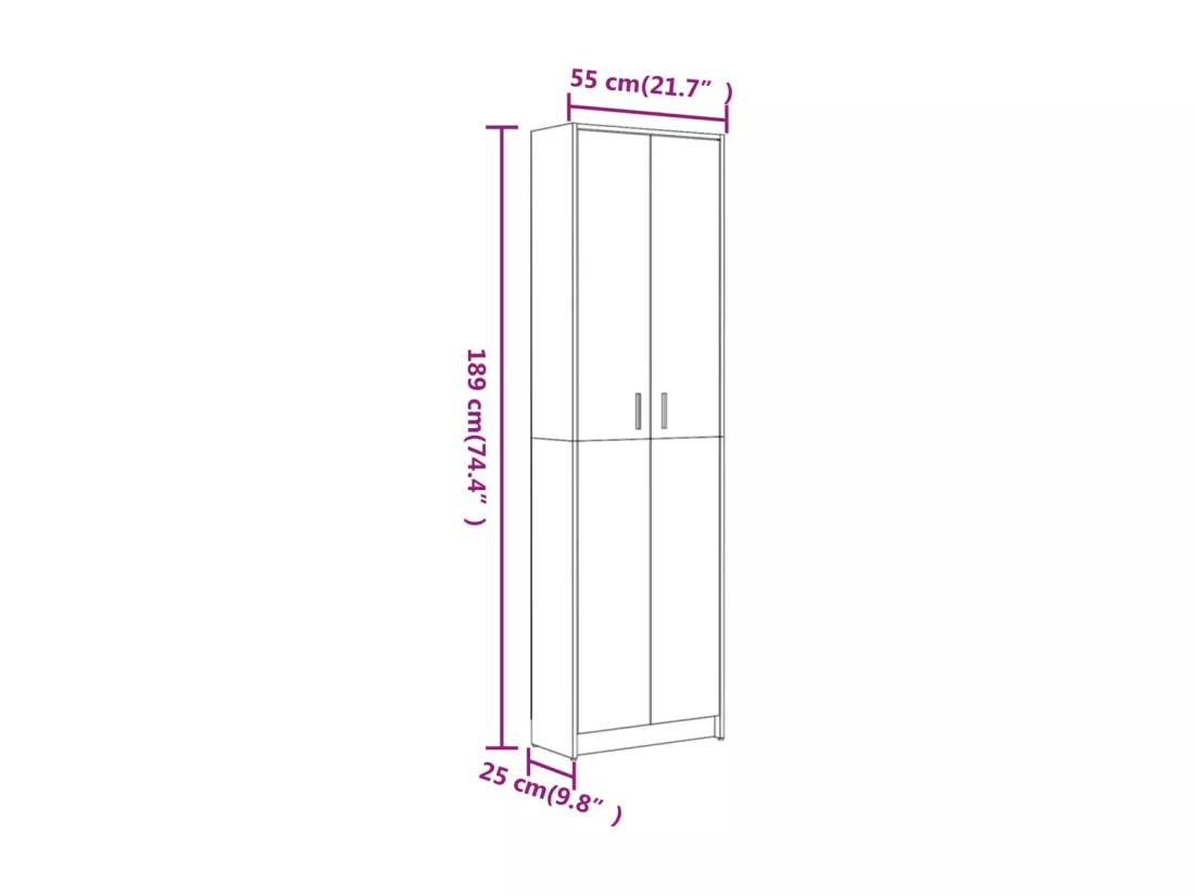 Garde-robe couloir Chêne fumé 55x25x189 cm Bois d'ingénierie