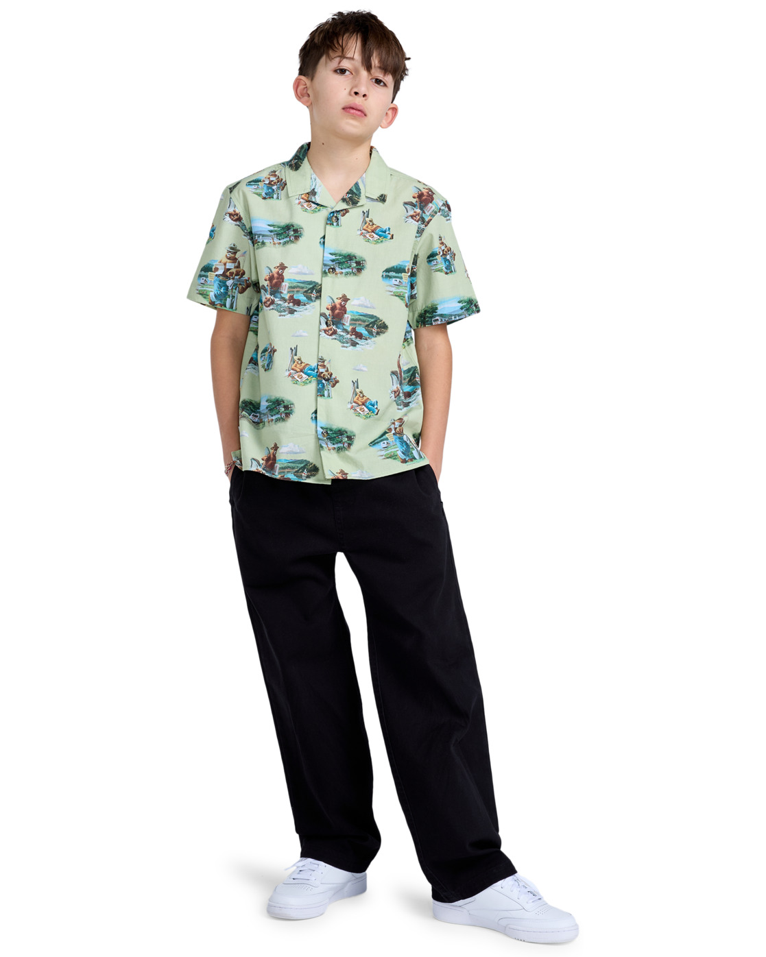Element Smokey Bear Camp Woven SS Youth Oyster Gray
