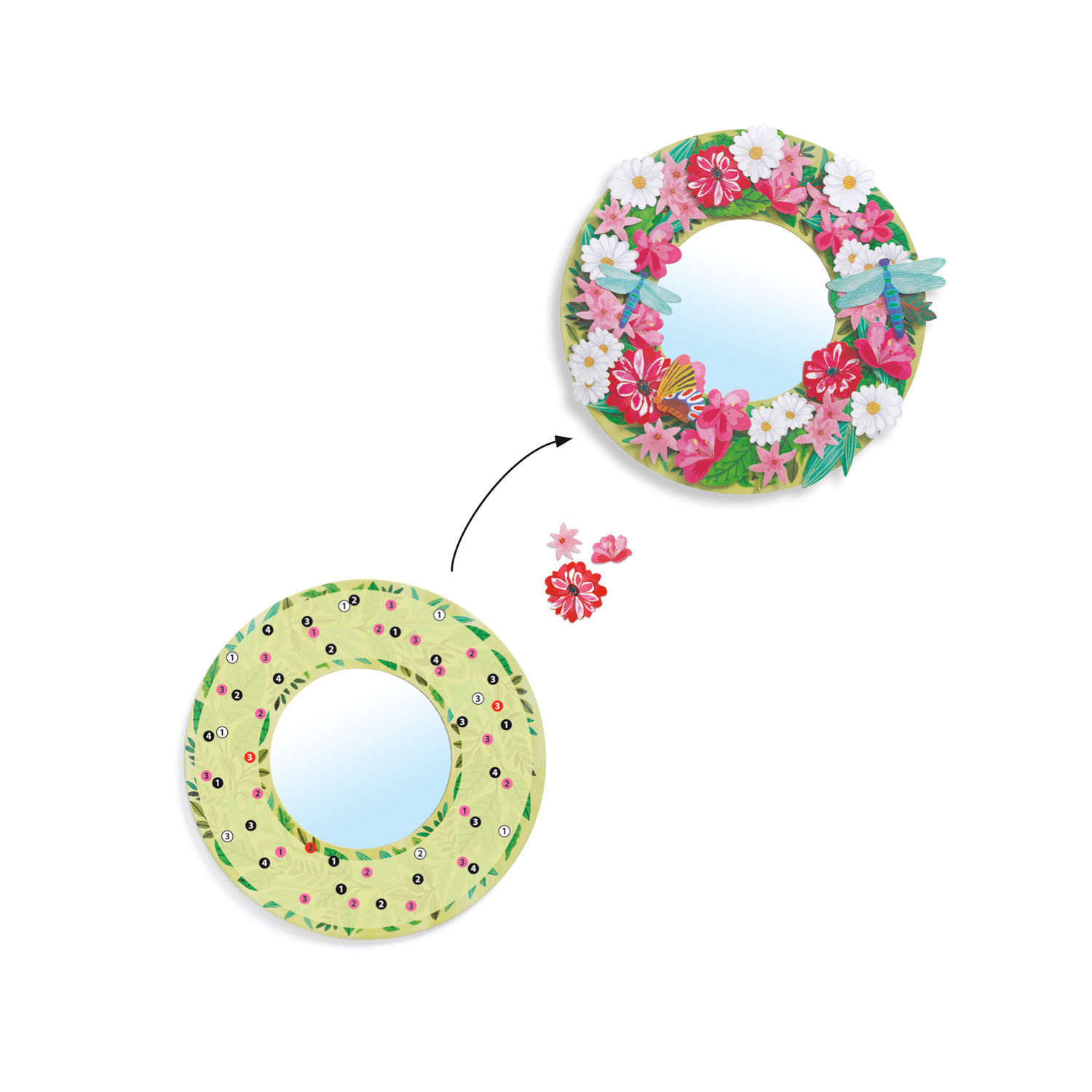 Djeco Bloemen Spiegels Knutselset, 3st.