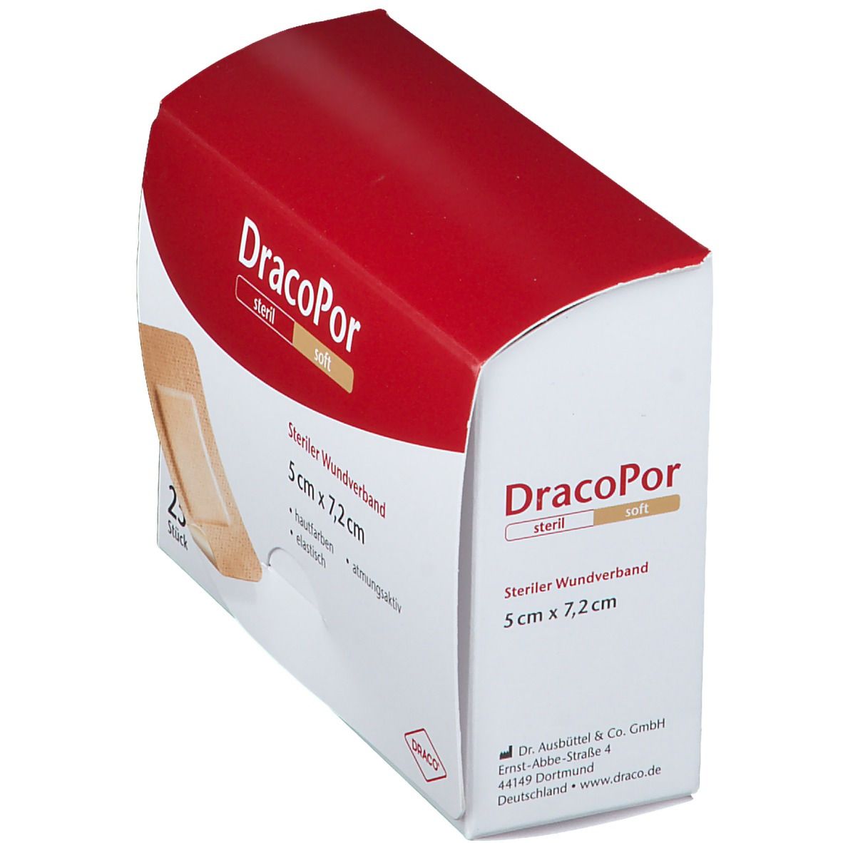 DracoPor Soft hautfarben 5 cm x 7,2 cm steril