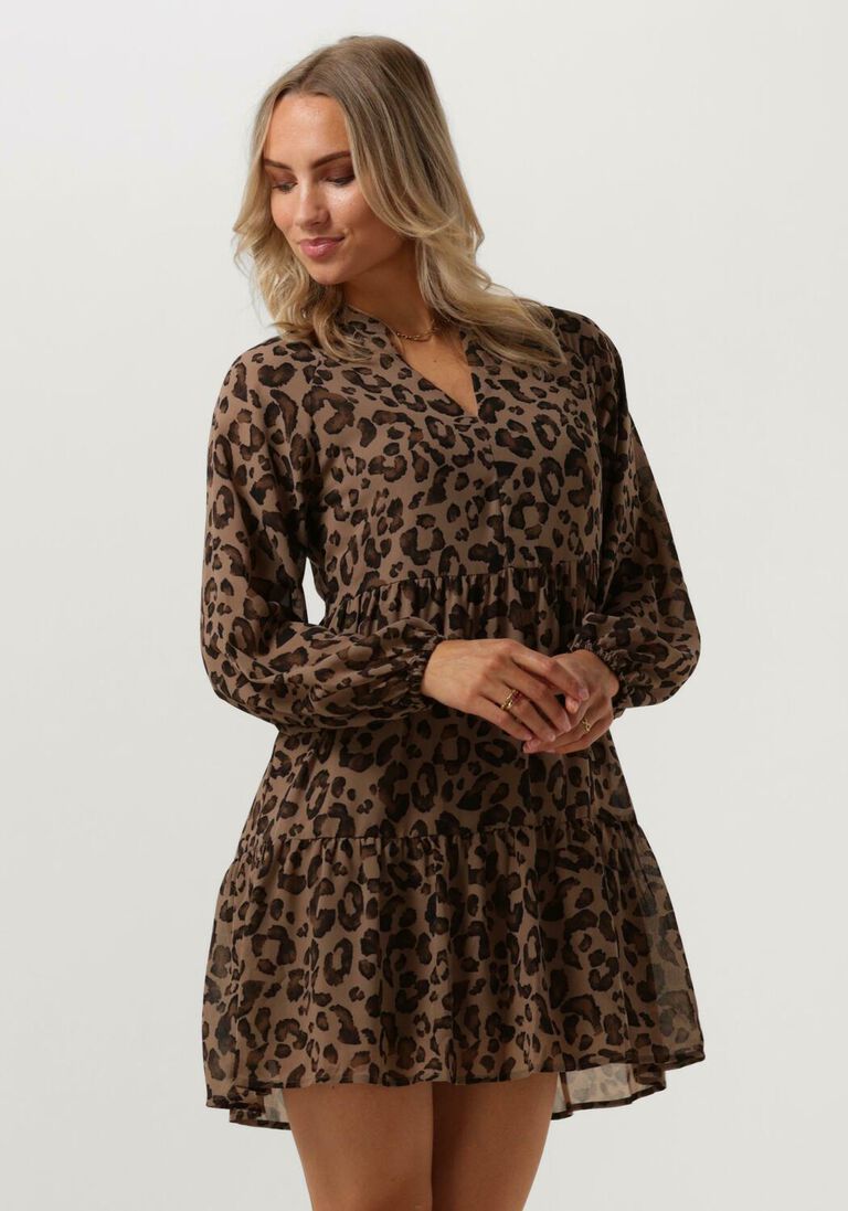 OBJECT bruine object mini jurk objmila gia l/s dress