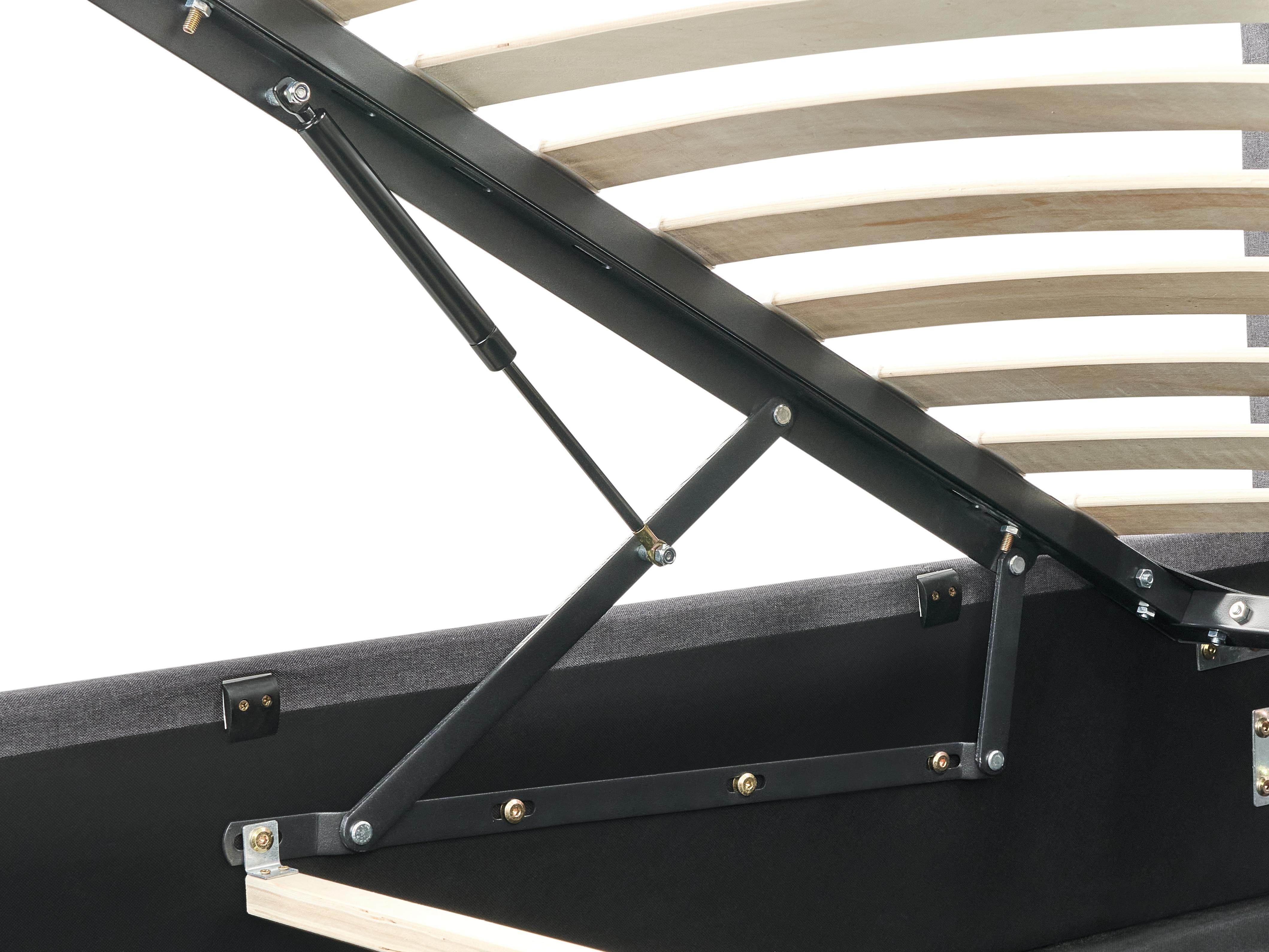 Opbergbed met LED Stof ARMELLE 180 x 200 cm Donkergrijs