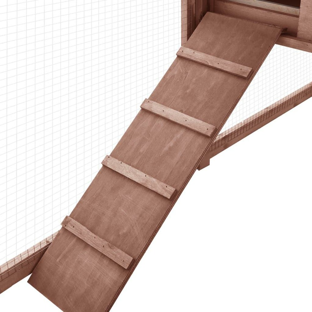 Clapier d'extérieur avec piste 250 x 192 x 105 cm moka et blanc bois de sapin