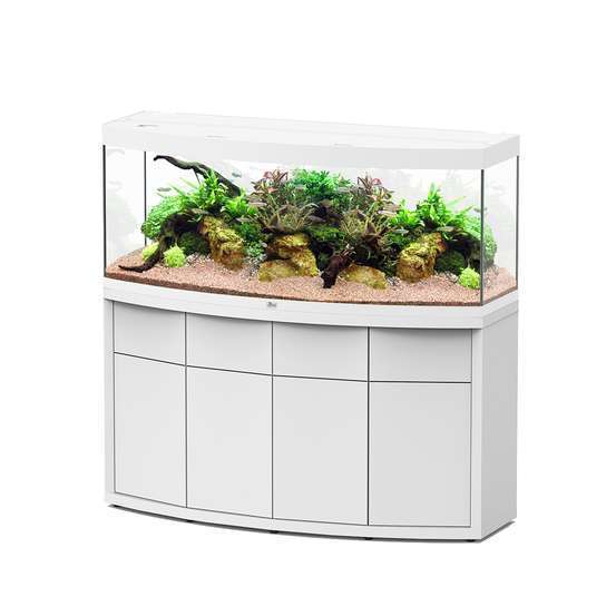 Aquarium et Meuble 4 portes Sublime Horizon Led Blanc L.150,2xP.53,7cm