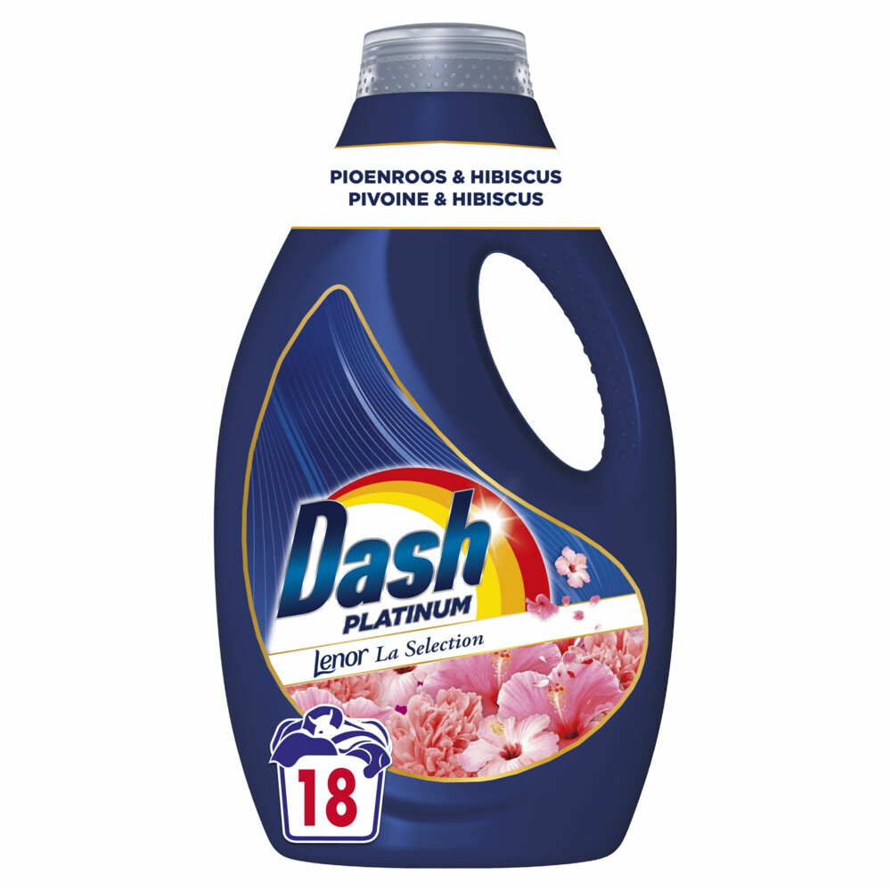 Dash Vloeibaar Wasmiddel Platinum Pioenroos en Hibiscus 18 Wasbeurten810 ml