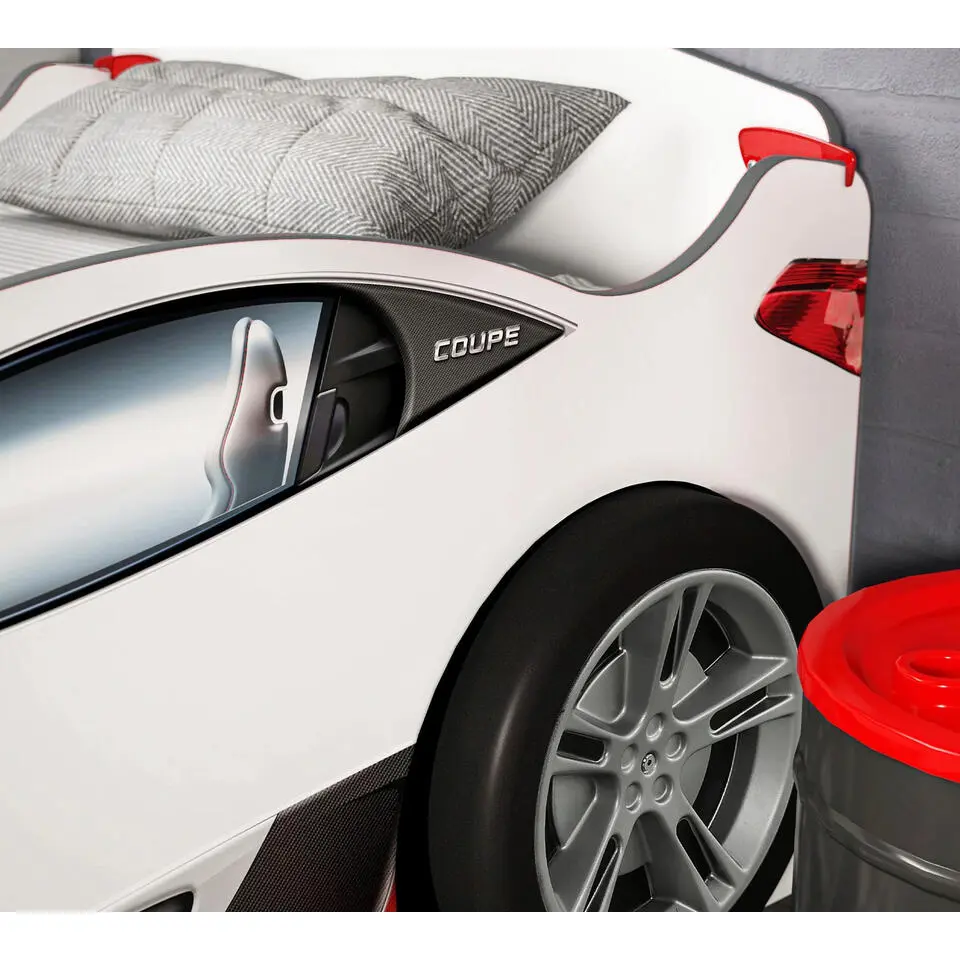 Autobed - Met logeerbed - Jongensbed - 210x107x83 cm - Wit