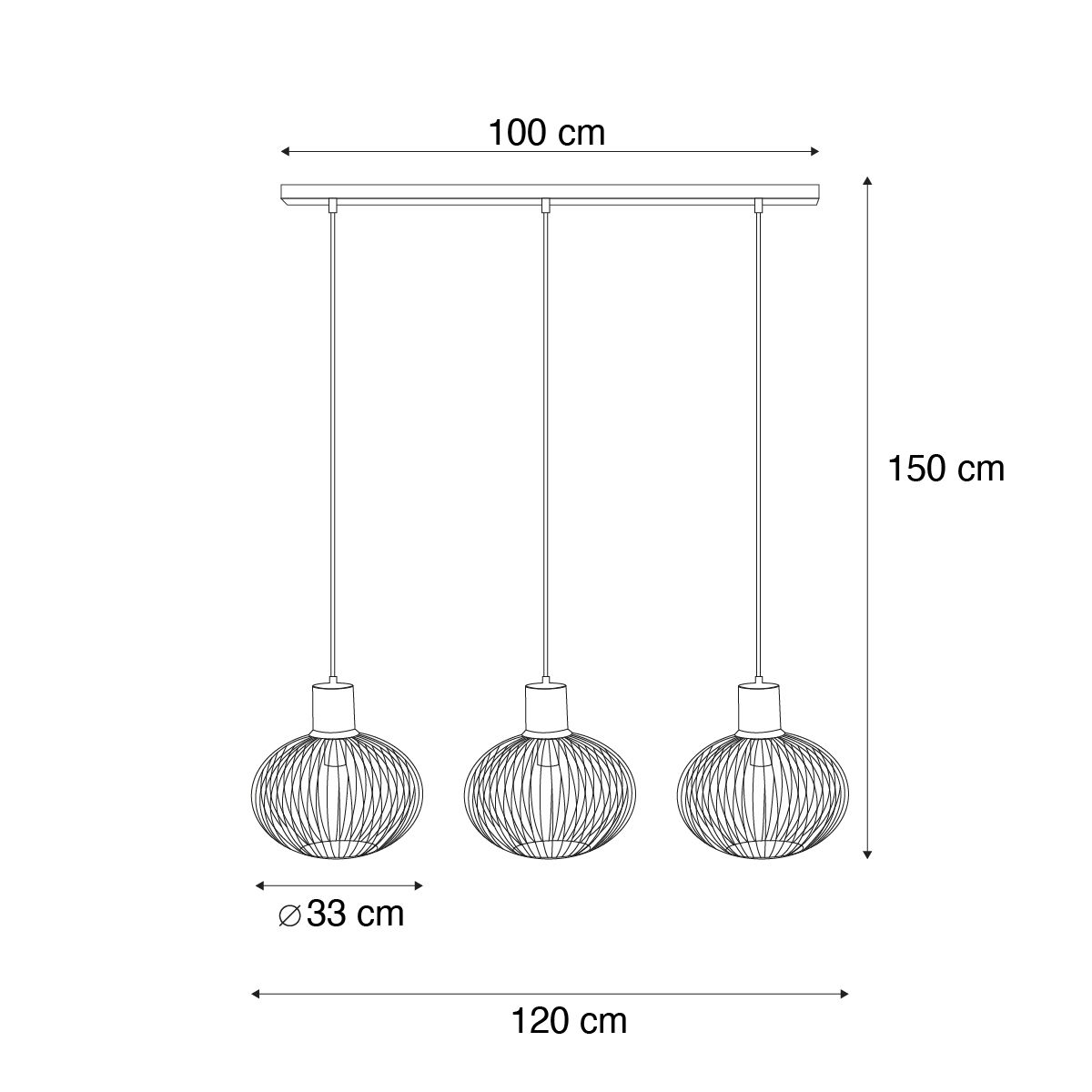 Moderne draad hanglamp zwart met beige 3-lichts - Gila