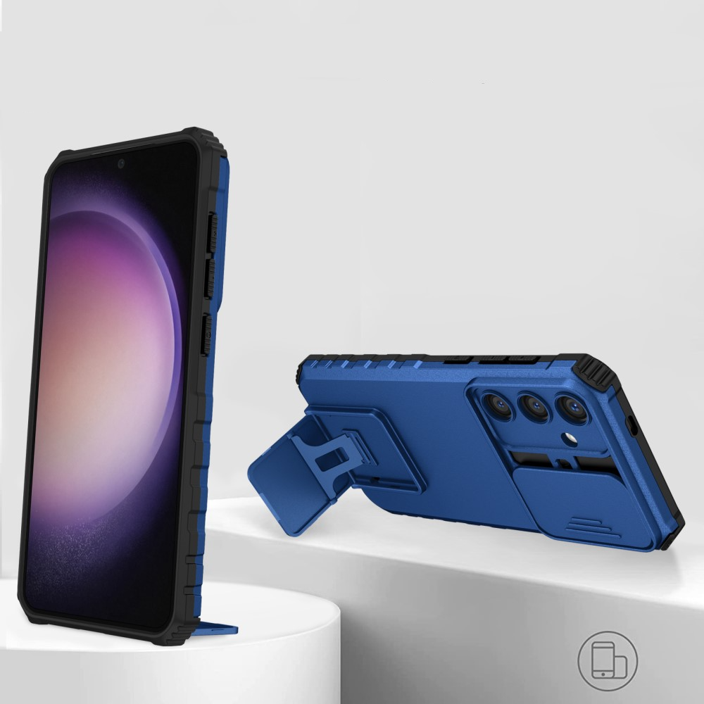 Samsung Galaxy S24 Hybrid Outdoor Hardcase Hülle mit Cam-Slider   Kickstand - Blau (Matt)