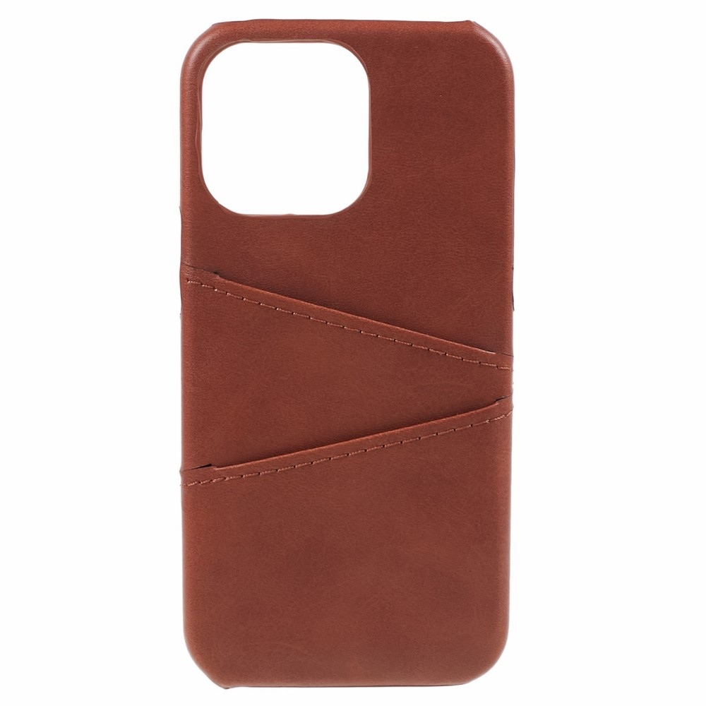 iPhone 15 Pro Leder Hülle Snap Case   Kartenfach - Braun