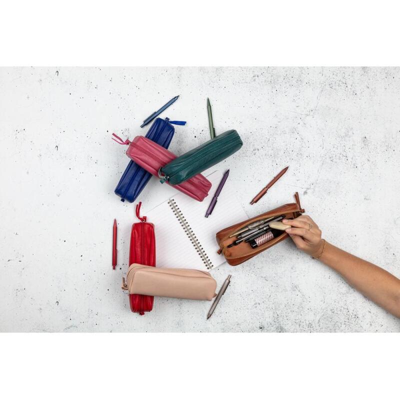 CUIR TEINTE Trousse rectangulaire 21 x 4 x 6 cm - Gris
