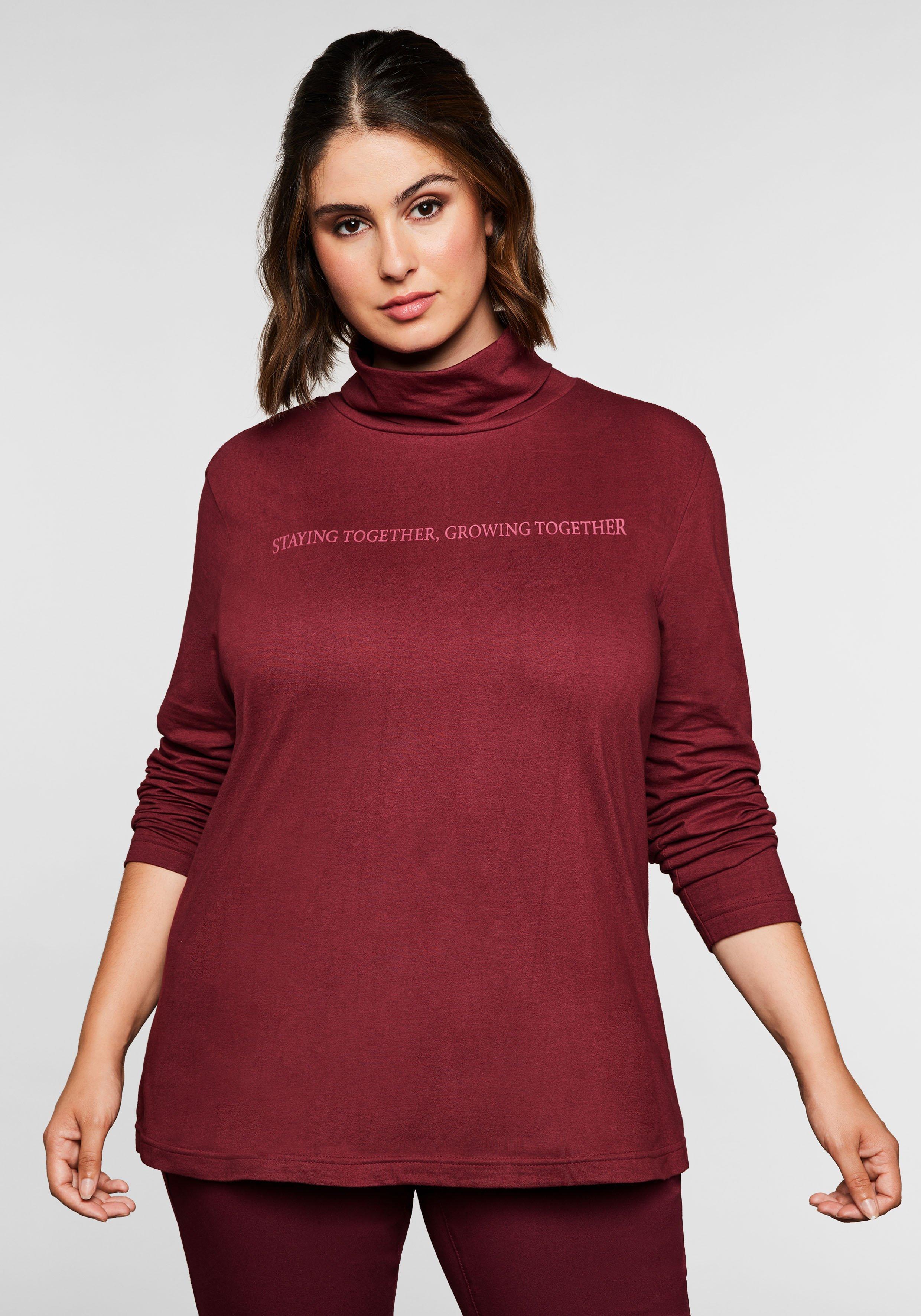 Langarmshirt mit Rollkragen und Statementdruck