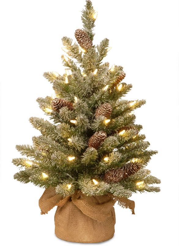 Snowy Concolor Burlap - Kunstkerstboom - Groen - 61 cm - 50 LED-lampjes - Jute Zak