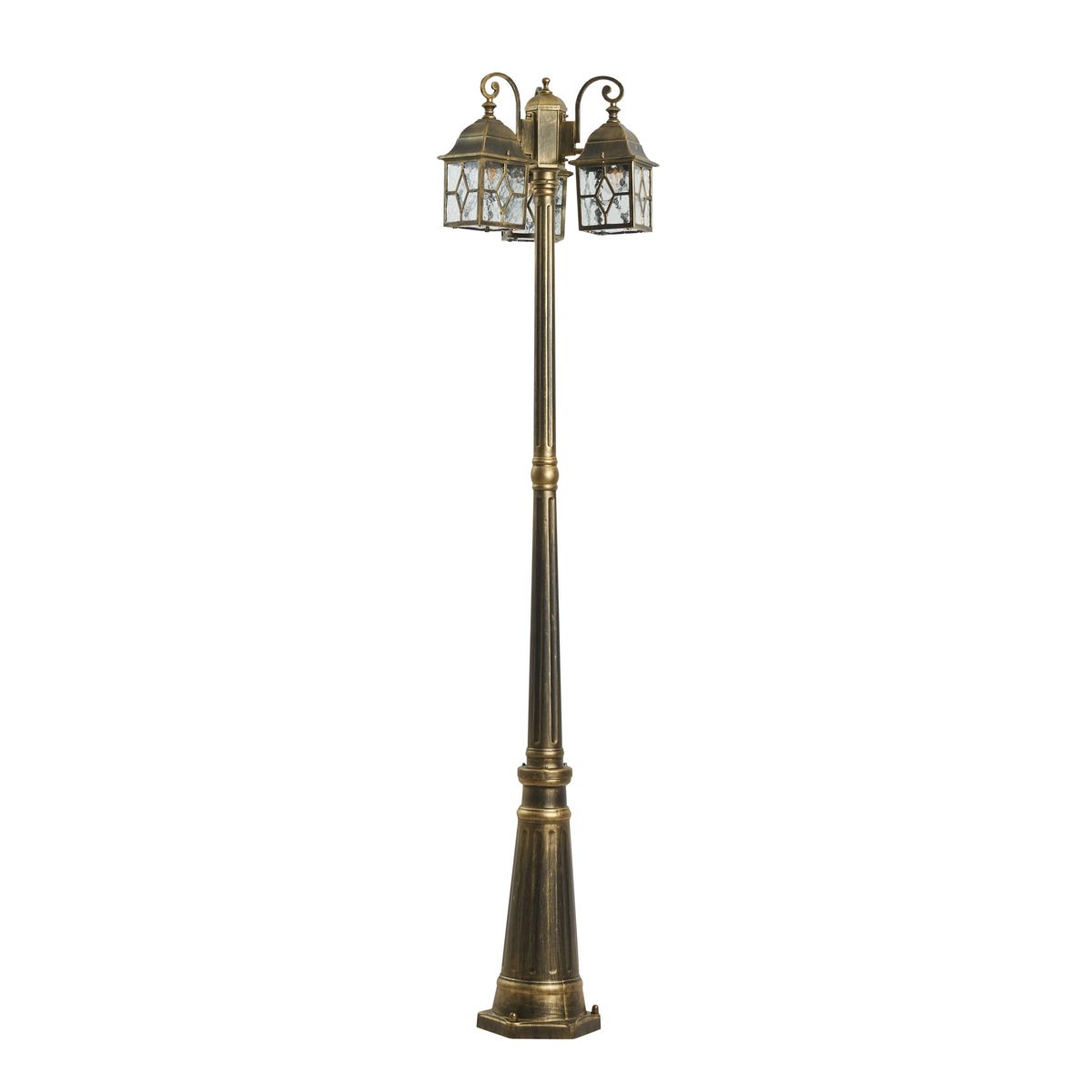 Klassieke buiten lantaarn antiek goud met helder glas 198cm IP44 - London