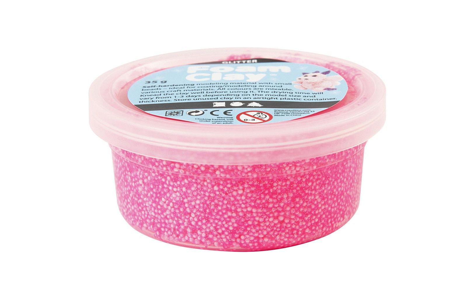 Modelliermasse Foam Clay 35 g Glitzer PinkSelbsthärtende Modelliermasse mit winzigen Styroporkügelchen