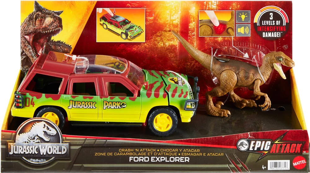 JURASSIC WORLD - FORD EXPLORER DEGAT SENSORIEL - FIGURINE DINOSAURE