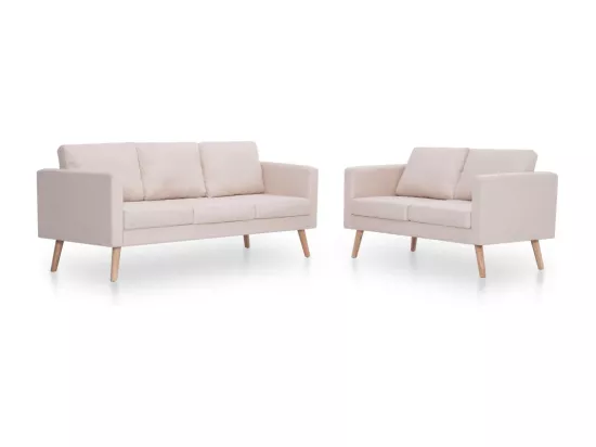 Ensemble de canapé 2 pièces Tissu Crème